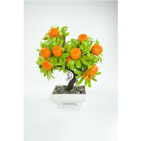 Royaleks 24x13 cm Dekor Ağaç Portakal Ağacı Saksılı Dekoratif Ağaç Biblo