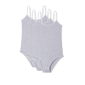 Royaleks 3 Adet İp Askılı Gri Kadın Çıtçıtlı Body