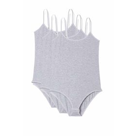 Royaleks 3 Adet İp Askılı Gri Kadın Çıtçıtlı Body