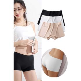 Royaleks 3 Adet Siyah Beyaz Ten Kadın Dikişsiz Görünmez İz Yapmaz Mini Şort Boxer