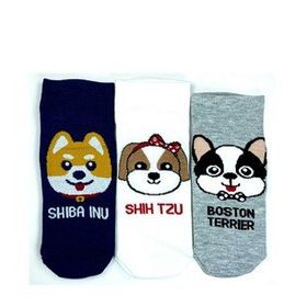 Royaleks 3 Çift Sevimli Köpek Temalı Baskılı Yumuşak Kadın Bilek Çorap