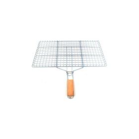 Royaleks 32x42 cm Ahşap Saplı Galvanizli Paslanmaz Demir Kafes Mangal Izgarası