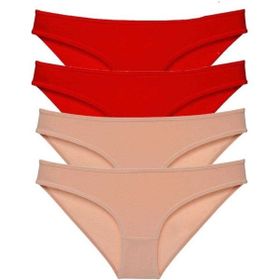 Royaleks 4 Adet Eko Set Likralı Slip Kırmızı Ten Kadın Külot