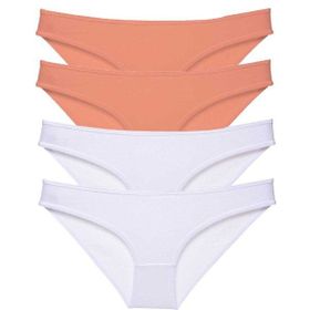 Royaleks 4 Adet Eko Set Likralı Slip Pudra Beyaz Kadın Külot