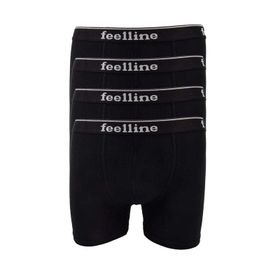 Royaleks 4 Adet Feelline Siyah Pamuklu Doğal Likralı Erkek Boxer