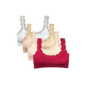 Royaleks 4 Adet Set Dantel Nakış İşlemeli Pedli Bambu Kadın Büstiyer