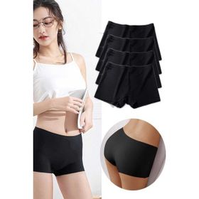 Royaleks 4 Adet Siyah Kadın Dikişsiz Görünmez İz Yapmaz Mini Şort Boxer