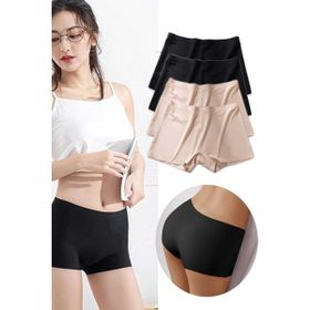 Royaleks 4 Adet Siyah Ten Kadın Dikişsiz Görünmez İz Yapmaz Mini Şort Boxer