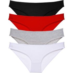 Royaleks 4 Adet Süper Eko Set Likralı Slip Siyah Kırmızı Gri Beyaz Kadın Külot