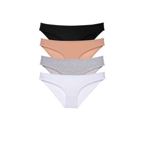 Royaleks 4 Adet Süper Eko Set Likralı Slip Siyah Ten Gri Beyaz Kadın Külot