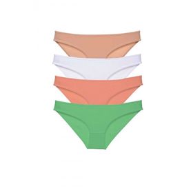 Royaleks 4 Adet Süper Eko Set Likralı Slip Ten Beyaz Pudra Yeşil Kadın Külot