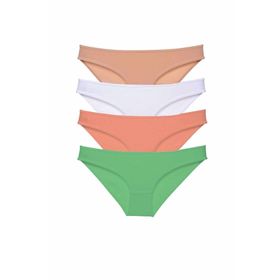 Royaleks 4 Adet Süper Eko Set Likralı Slip Ten Beyaz Pudra Yeşil Kadın Külot