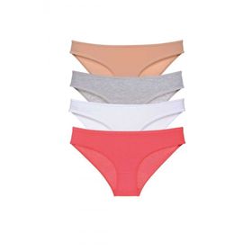 Royaleks 4 Adet Süper Eko Set Likralı Slip Ten Gri Beyaz Fuşya Kadın Külot