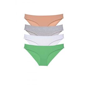 Royaleks 4 Adet Süper Eko Set Likralı Slip Ten Gri Beyaz Yeşil Kadın Külot