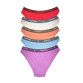 Royaleks 5 Adet Beli Yazılı Pamuklu Kalın Lastik Kadın Slip Külot