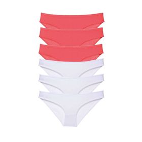 Royaleks 6 Adet Eko Set Likralı Fuşya Beyaz Kadın Slip Külot