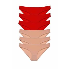 Royaleks 6 Adet Eko Set Likralı Kırmızı Ten Kadın Slip Külot