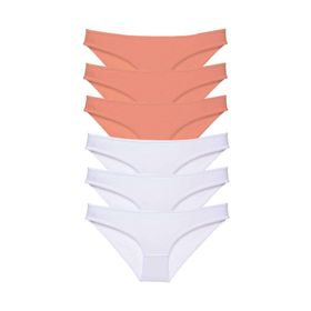 Royaleks 6 Adet Eko Set Likralı Pudra Beyaz Kadın Slip Külot