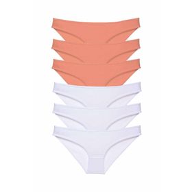 Royaleks 6 Adet Eko Set Likralı Pudra Beyaz Kadın Slip Külot