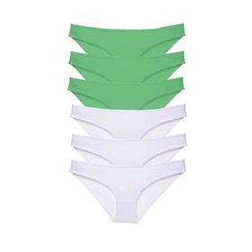 Royaleks 6 Adet Eko Set Likralı Yeşil Beyaz Kadın Slip Külot