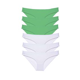 Royaleks 6 Adet Eko Set Likralı Yeşil Beyaz Kadın Slip Külot