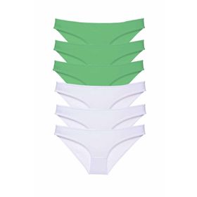 Royaleks 6 Adet Eko Set Likralı Yeşil Beyaz Kadın Slip Külot