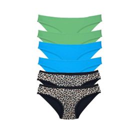 Royaleks 6 Adet Likralı Leopar Yeşil Mavi Kadın Slip Külot