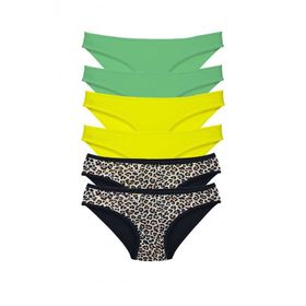 Royaleks 6 Adet Likralı Leopar Yeşil Sarı Kadın Slip Külot