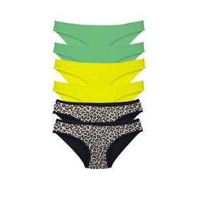 Royaleks 6 Adet Likralı Leopar Yeşil Sarı Kadın Slip Külot