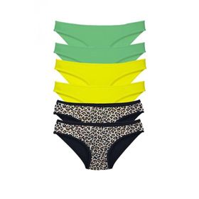 Royaleks 6 Adet Likralı Leopar Yeşil Sarı Kadın Slip Külot