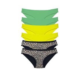 Royaleks 6 Adet Likralı Leopar Yeşil Sarı Kadın Slip Külot