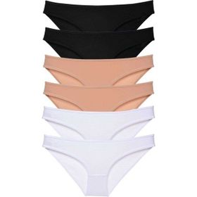 Royaleks 6 Adet Siyah Ten Beyaz Süper Eko Set Likralı Kadın Slip Külot