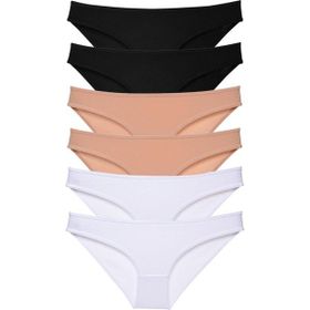 Royaleks 6 Adet Siyah Ten Beyaz Süper Eko Set Likralı Kadın Slip Külot