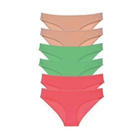 Royaleks 6 Adet Süper Eko Set Ten Yeşil Fuşya Likralı Kadın Slip Külot