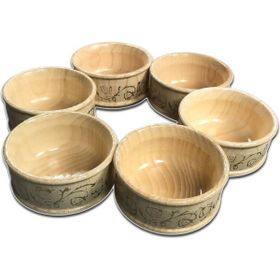 Royaleks 6'lı Takım 10x6 cm Ahşap Yaldızlı Dişbudak Şık Çerezlik