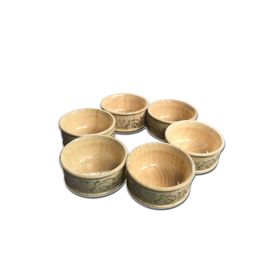 Royaleks 6'lı Takım 10x6 cm Ahşap Yaldızlı Dişbudak Şık Çerezlik