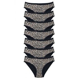 Royaleks 7 Adet Leopar Desenli Likralı Yumuşak Dokulu Kadın Slip Külot