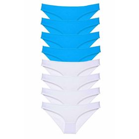 Royaleks 8 Adet Beyaz ve Mavi Süper Eko Set Likralı Kadın Slip Külot