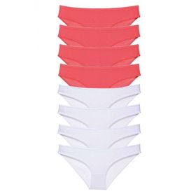 Royaleks 8 Adet Fuşya Beyaz Eko Set Likralı Kadın Slip Külot