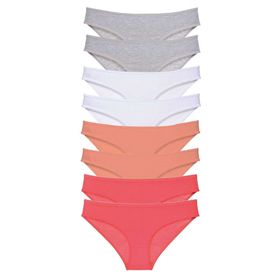 Royaleks 8 Adet Gri Beyaz Pudra Fuşya Süper Eko Set Likralı Kadın Slip Külot
