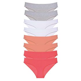 Royaleks 8 Adet Gri Beyaz Pudra Fuşya Süper Eko Set Likralı Kadın Slip Külot