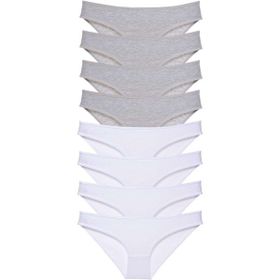Royaleks 8 Adet Gri Beyaz Süper Eko Set Likralı Kadın Slip Külot
