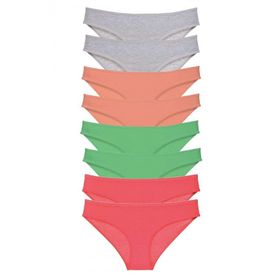 Royaleks 8 Adet Gri Pudra Yeşil Fuşya Süper Eko Set Likralı Kadın Slip Külot