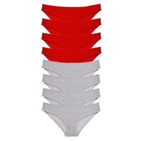 Royaleks 8 Adet Kırmızı Gri Süper Eko Set Likralı Kadın Slip Külot
