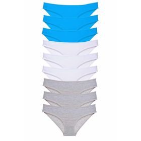 Royaleks 9 Adet Gri Beyaz Mavi Süper Eko Set Likralı Kadın Slip Külot