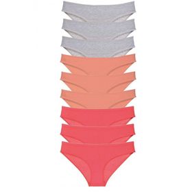 Royaleks 9 Adet Gri Pudra Fuşya Süper Eko Set Likralı Kadın Slip Külot