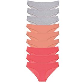 Royaleks 9 Adet Gri Pudra Fuşya Süper Eko Set Likralı Kadın Slip Külot