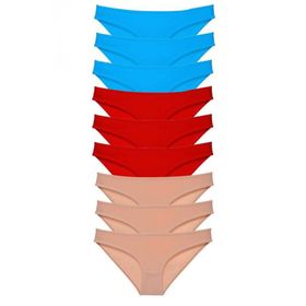 Royaleks 9 Adet Kırmızı Ten Mavi Süper Eko Set Likralı Kadın Slip Külot