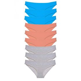 Royaleks 9 Adet Pudra Gri Mavi Süper Eko Set Likralı Kadın Slip Külot