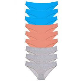 Royaleks 9 Adet Pudra Gri Mavi Süper Eko Set Likralı Kadın Slip Külot